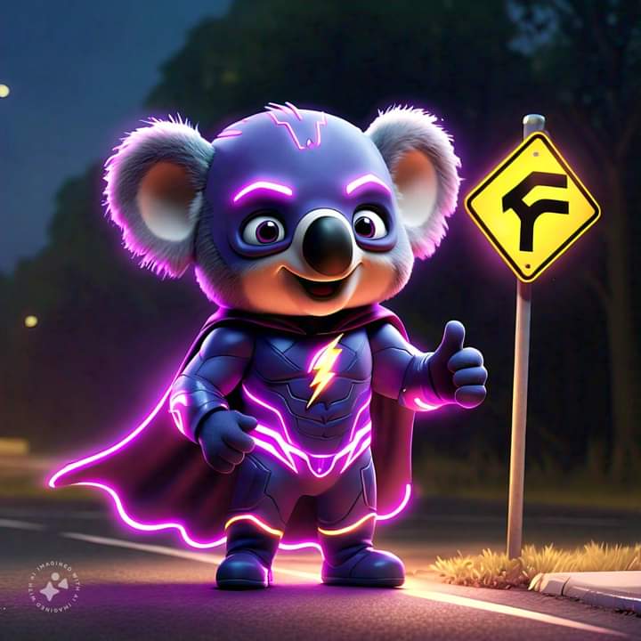 Koala Flash Super Hero Turns Colours